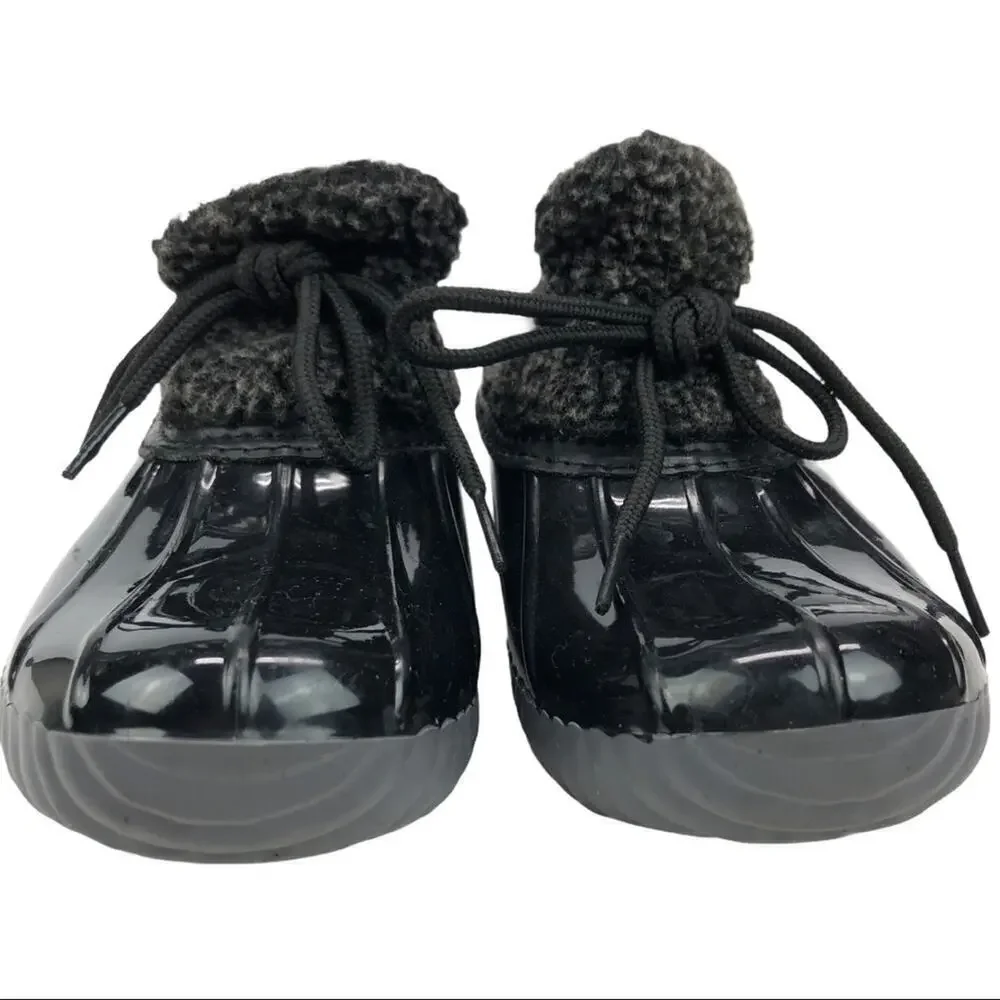 Dakota Shearling Patent Leather Black Duck Slip On Low Top Boots Shoes Size 6.5